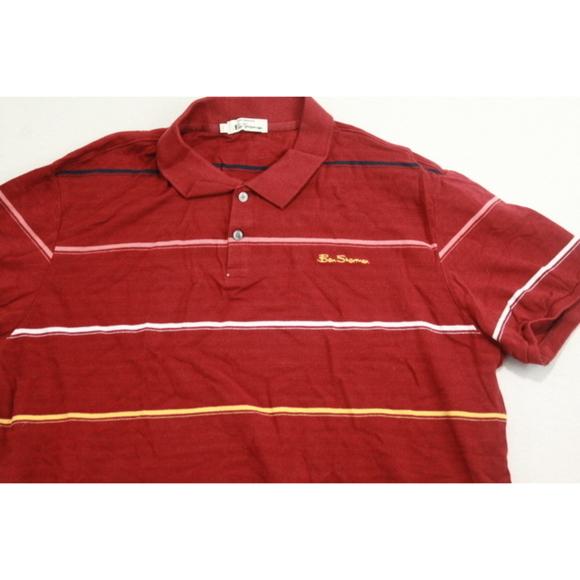 Ben Sherman Red Polo Shirt Striped Casual Size XL - Picture 3 of 8